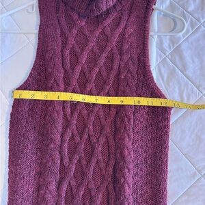Women's Cable Knit turtle neck Sweater Dress-  Burgundy